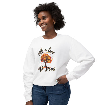 "Fall in Love with Jesus" Women's Lightweight Crewneck Sweatshirt