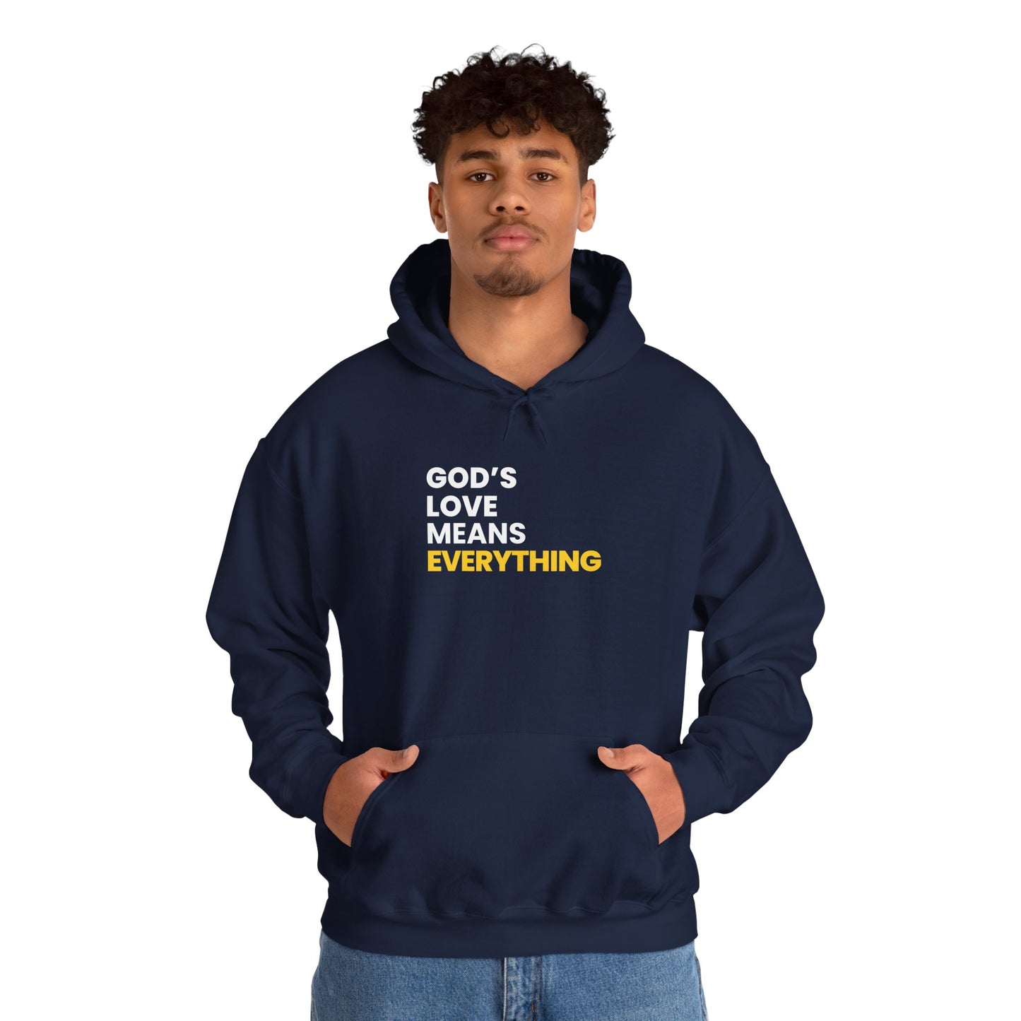 "god's love means everything" unisex heavy blend™ hooded sweatshirt