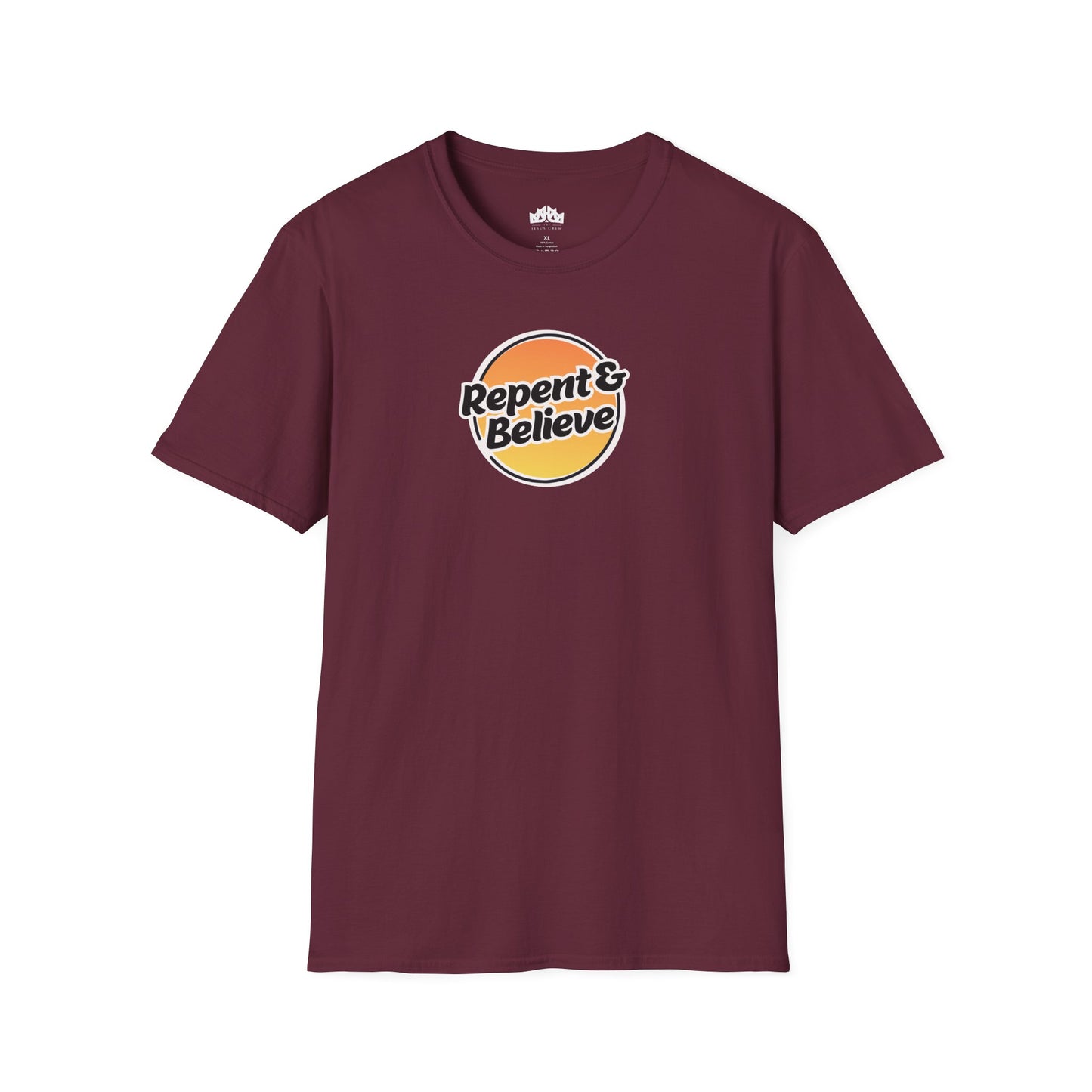 repent & believe men's softstyle t-shirt