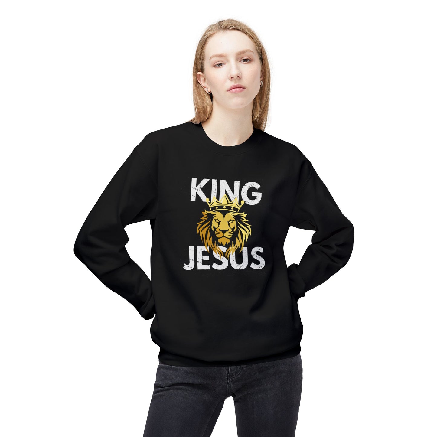 "king jesus" unisex midweight softstyle fleece crewneck sweatshirt