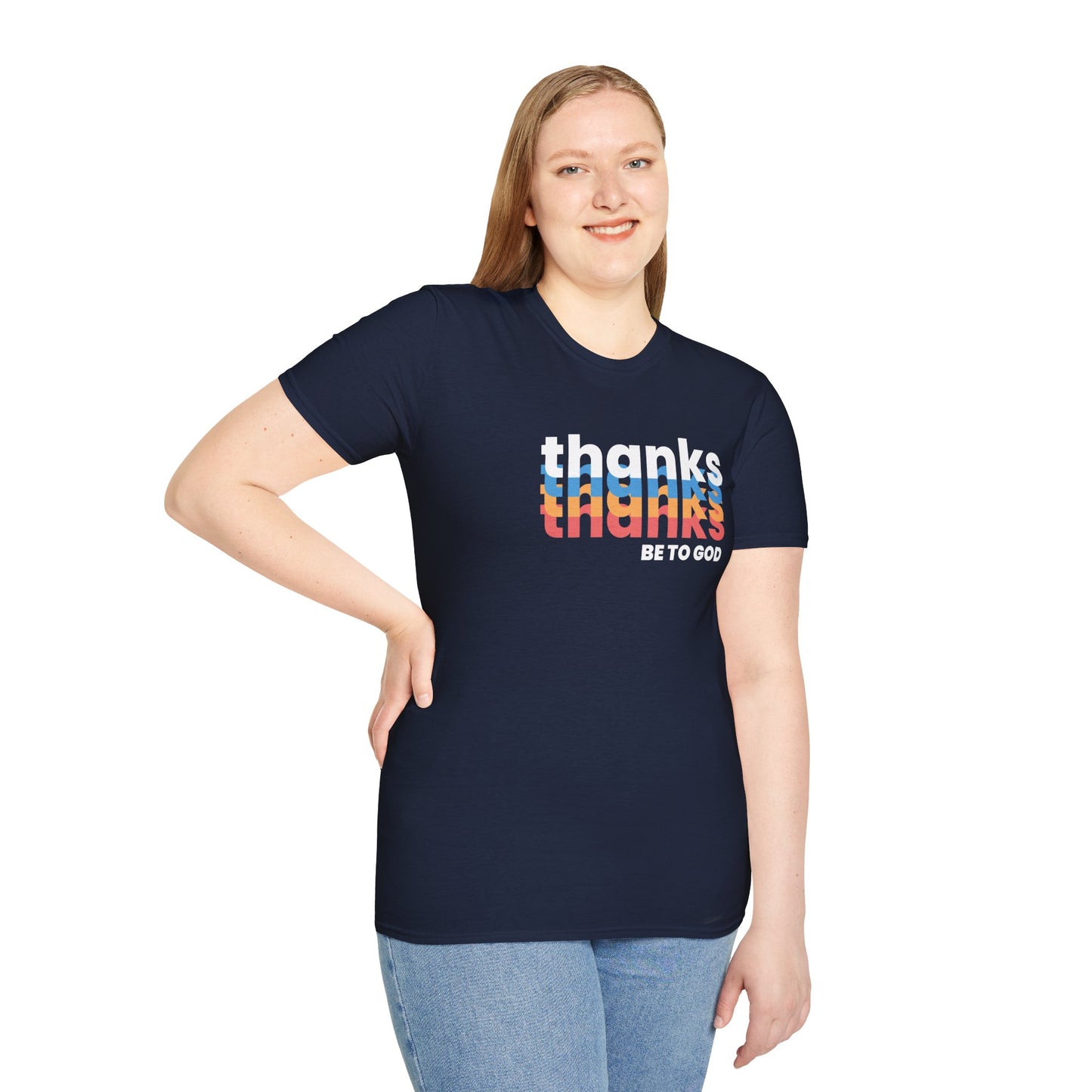"thanks be to god" women's softstyle t-shirt