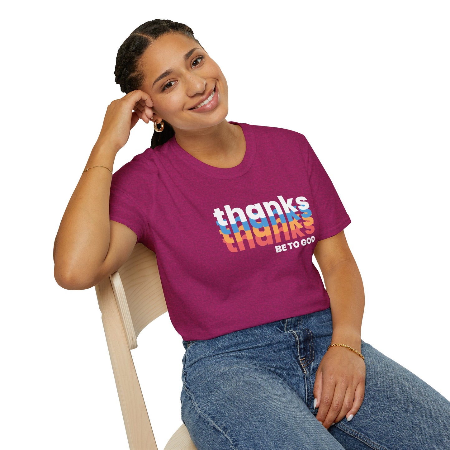 "thanks be to god" women's softstyle t-shirt