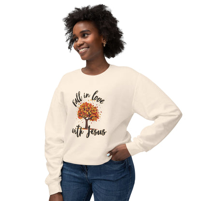 "Fall in Love with Jesus" Women's Lightweight Crewneck Sweatshirt