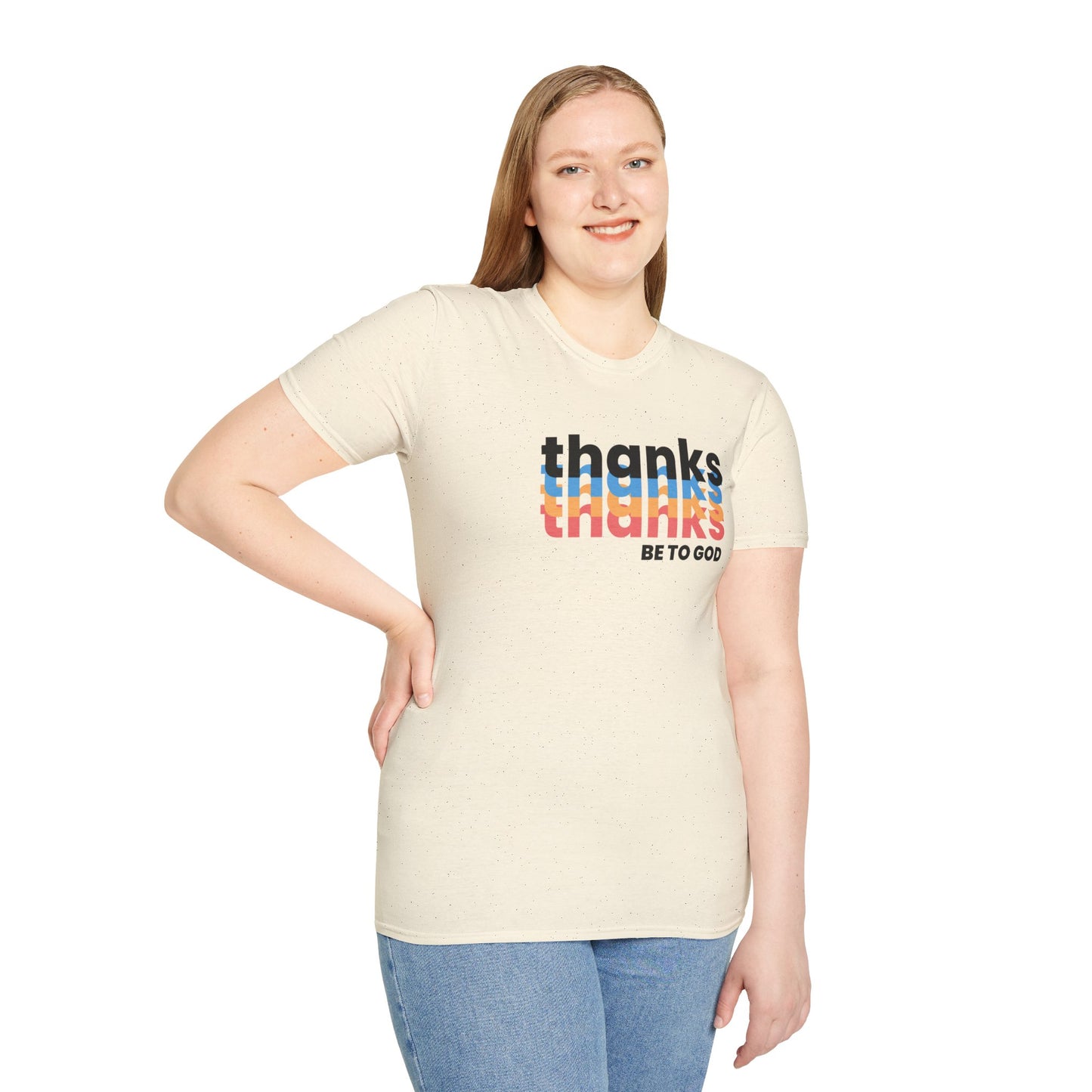 "thanks be to god" women's softstyle t-shirt