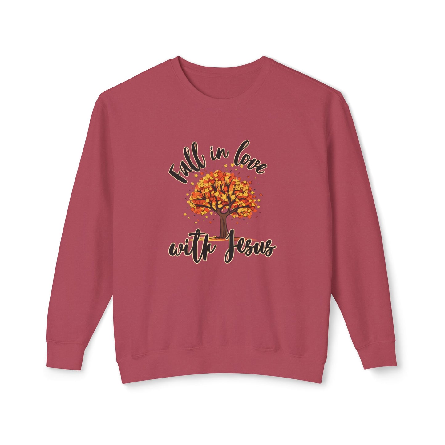 "fall in love with jesus" women's lightweight crewneck sweatshirt