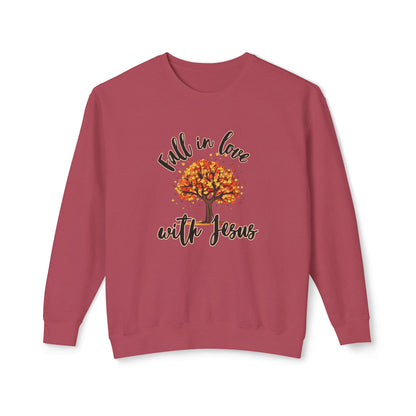 "Fall in Love with Jesus" Women's Lightweight Crewneck Sweatshirt
