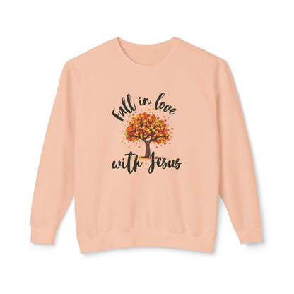 "Fall in Love with Jesus" Women's Lightweight Crewneck Sweatshirt
