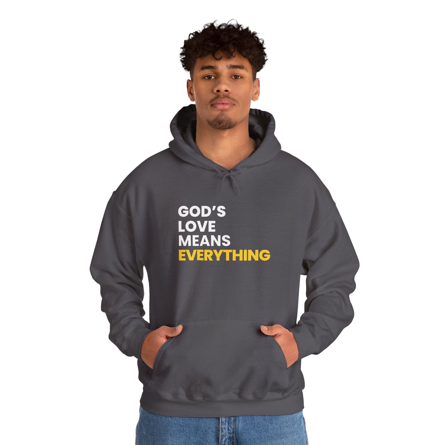 "god's love means everything" unisex heavy blend™ hooded sweatshirt
