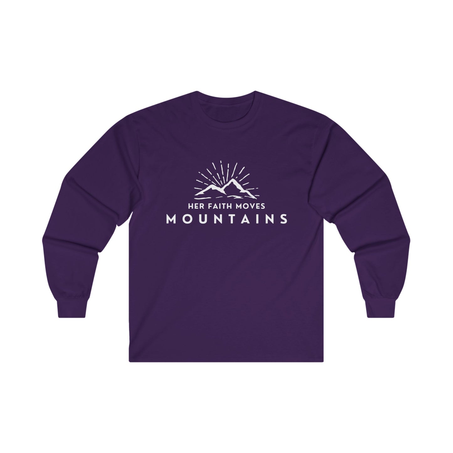 "her faith moves mountains" women's ultra cotton long sleeve tee