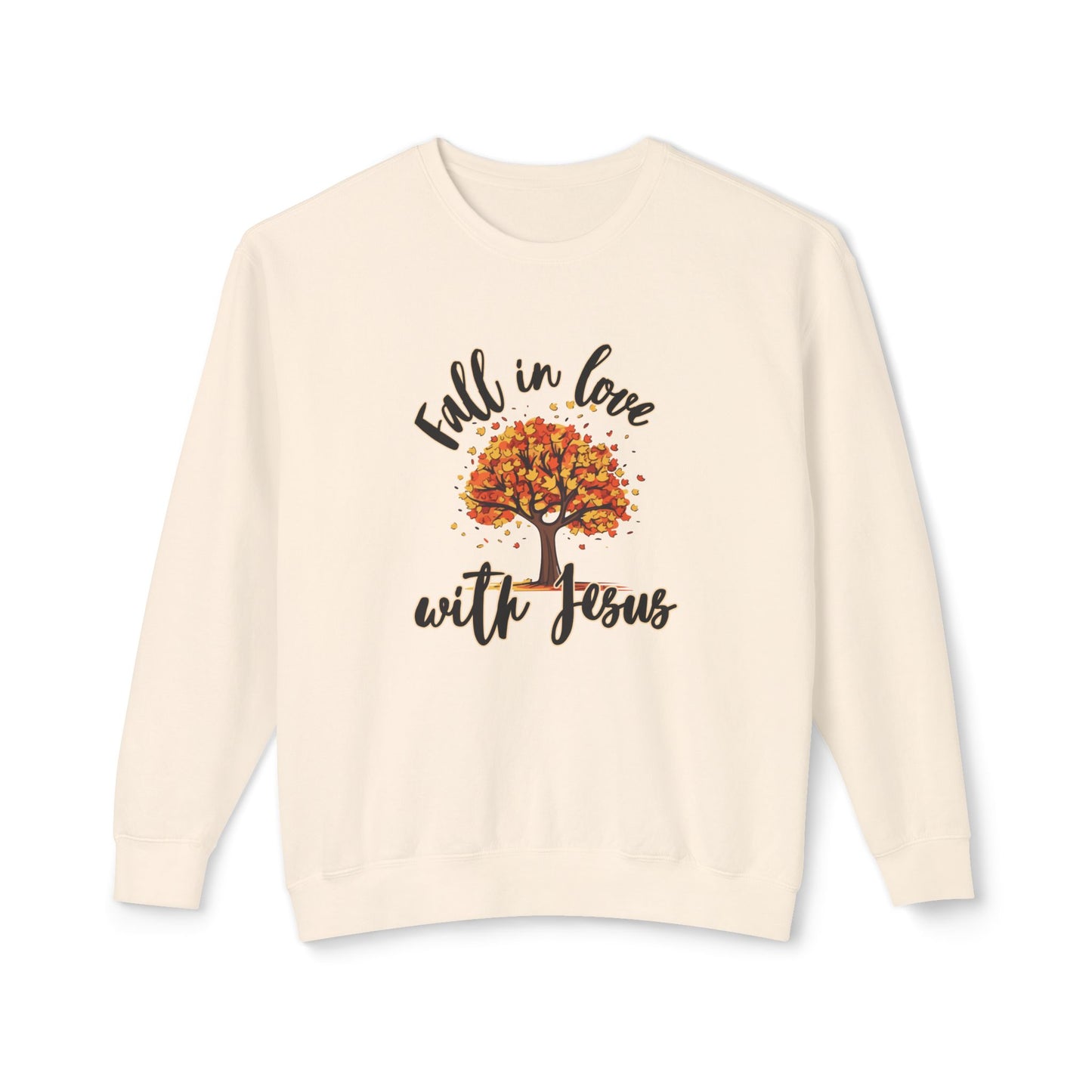 "fall in love with jesus" women's lightweight crewneck sweatshirt