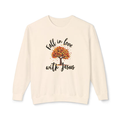 "Fall in Love with Jesus" Women's Lightweight Crewneck Sweatshirt