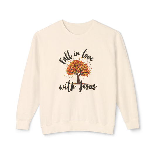 "Fall in Love with Jesus" Women's Lightweight Crewneck Sweatshirt