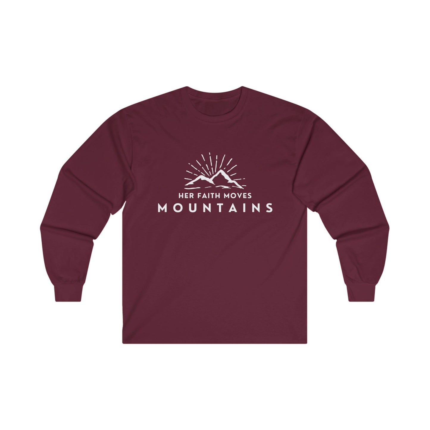 "her faith moves mountains" women's ultra cotton long sleeve tee