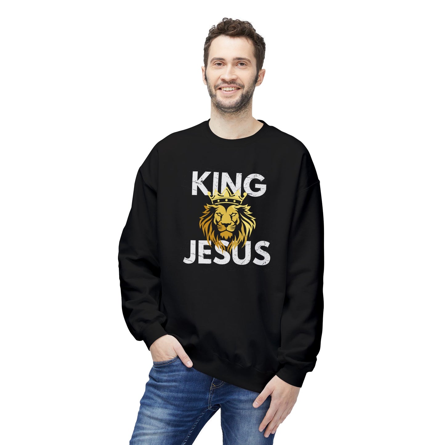 "king jesus" unisex midweight softstyle fleece crewneck sweatshirt