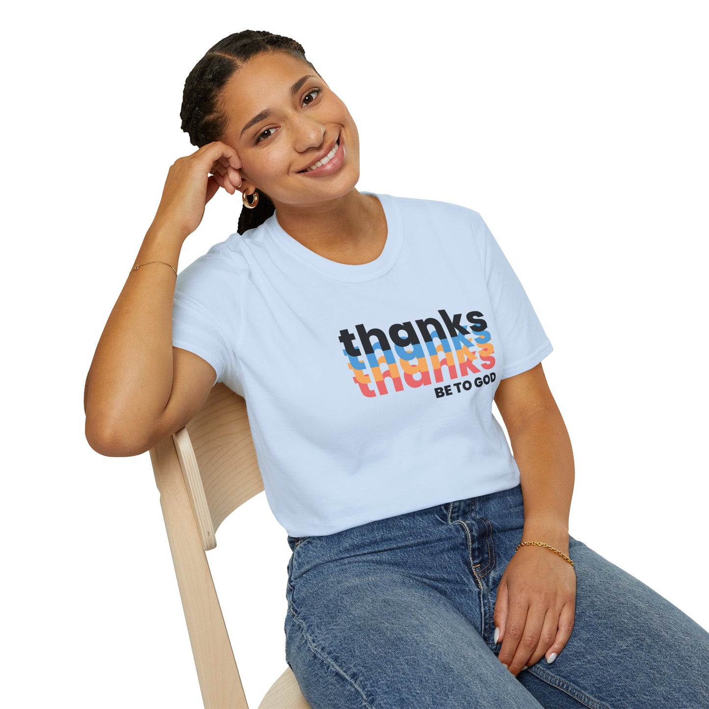 "thanks be to god" women's softstyle t-shirt