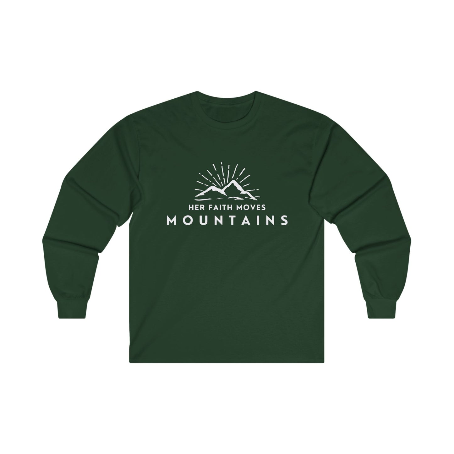 "her faith moves mountains" women's ultra cotton long sleeve tee