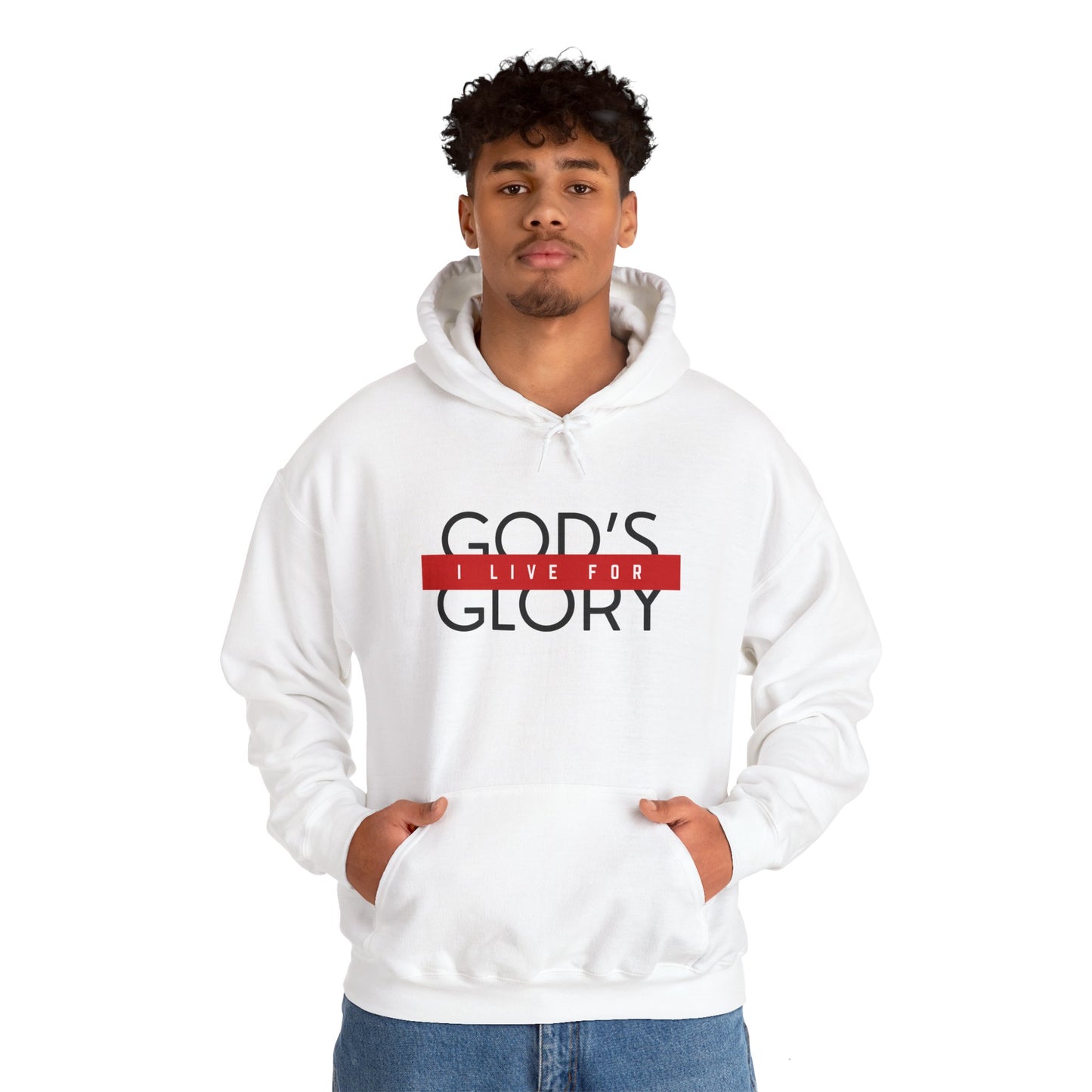 "i live for god's glory" men's heavy blend™ hooded sweatshirt
