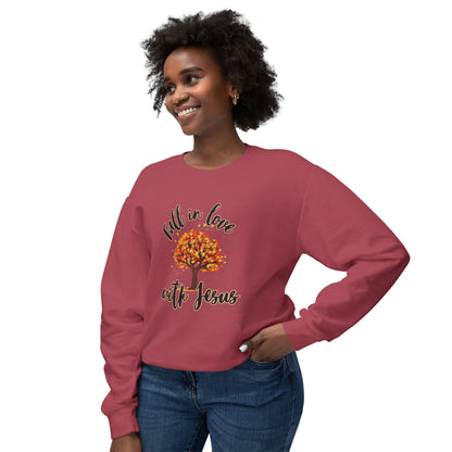 "Fall in Love with Jesus" Women's Lightweight Crewneck Sweatshirt