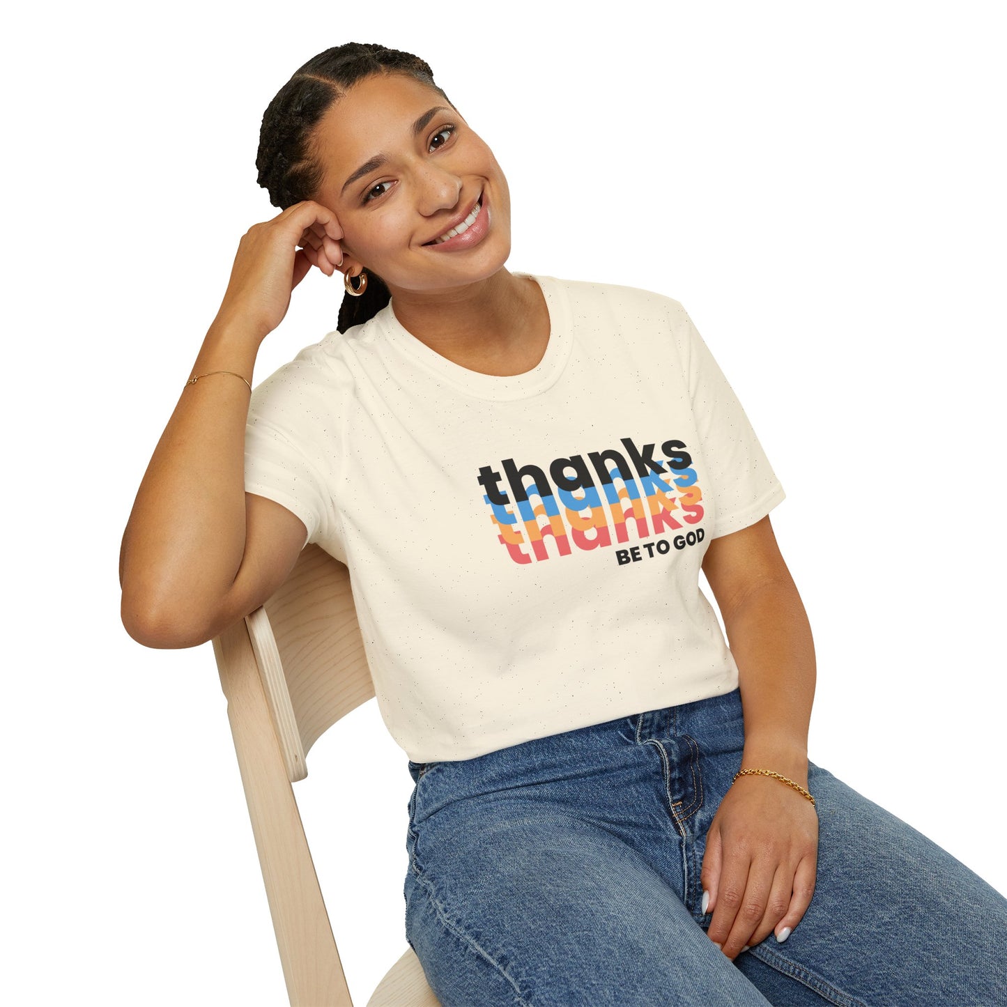 "thanks be to god" women's softstyle t-shirt