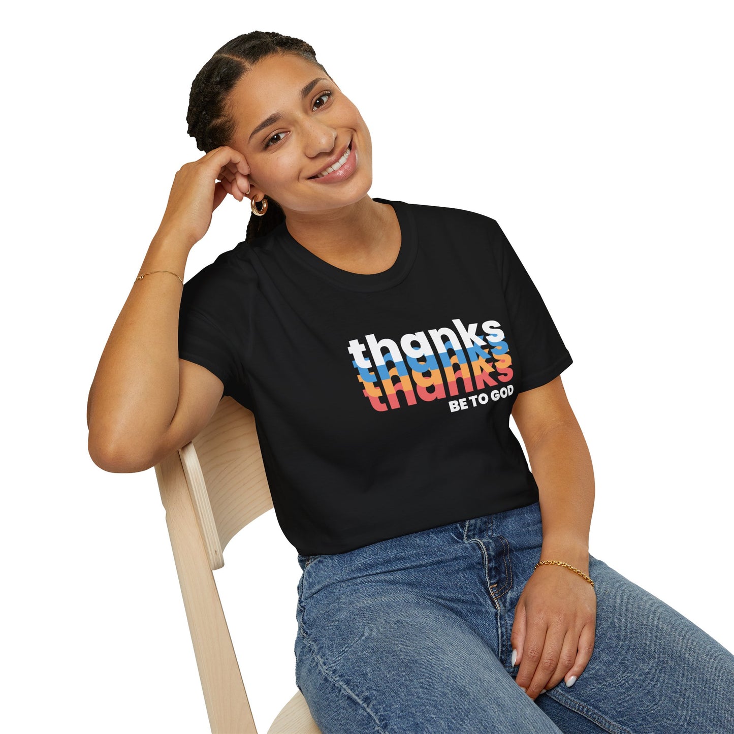 "thanks be to god" women's softstyle t-shirt