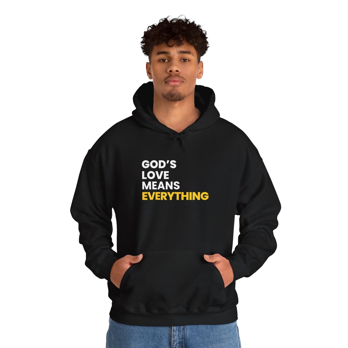 "god's love means everything" unisex heavy blend™ hooded sweatshirt