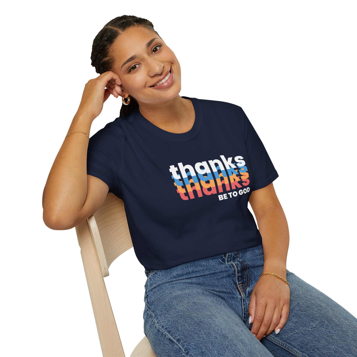 "thanks be to god" women's softstyle t-shirt