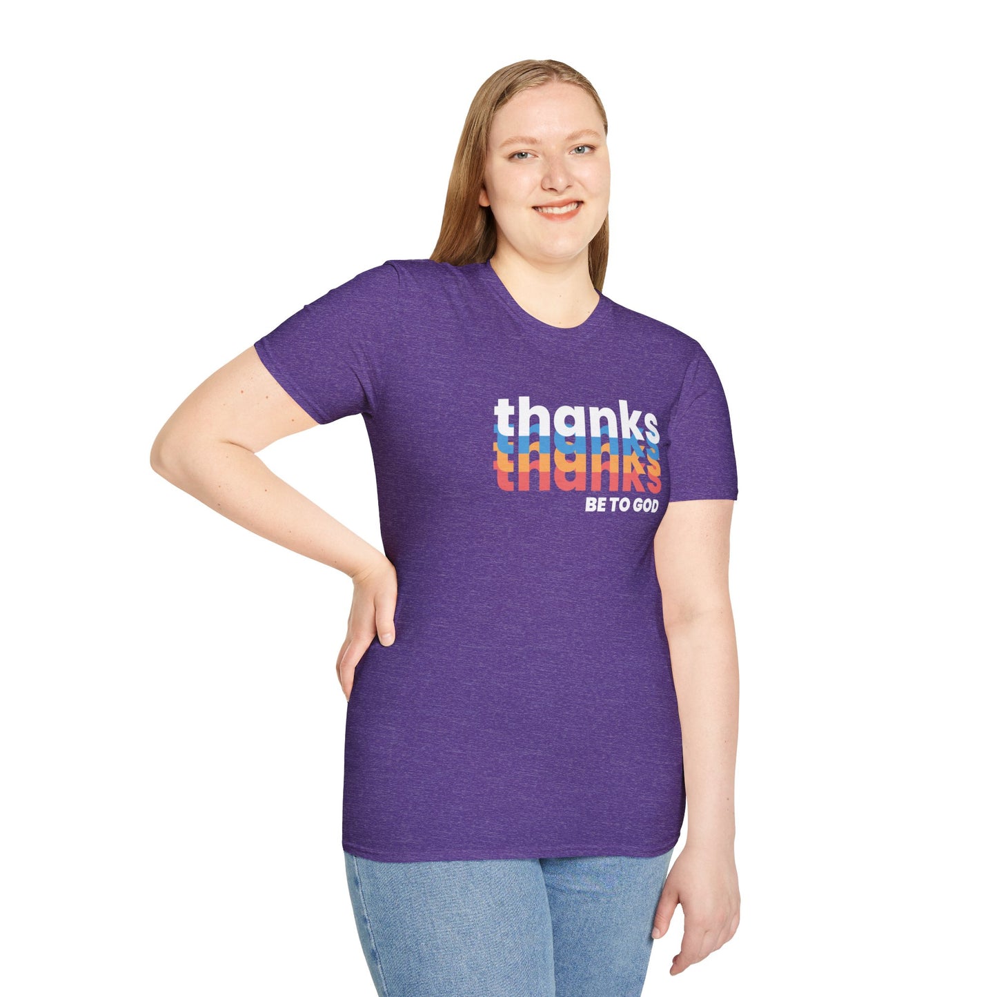 "thanks be to god" women's softstyle t-shirt