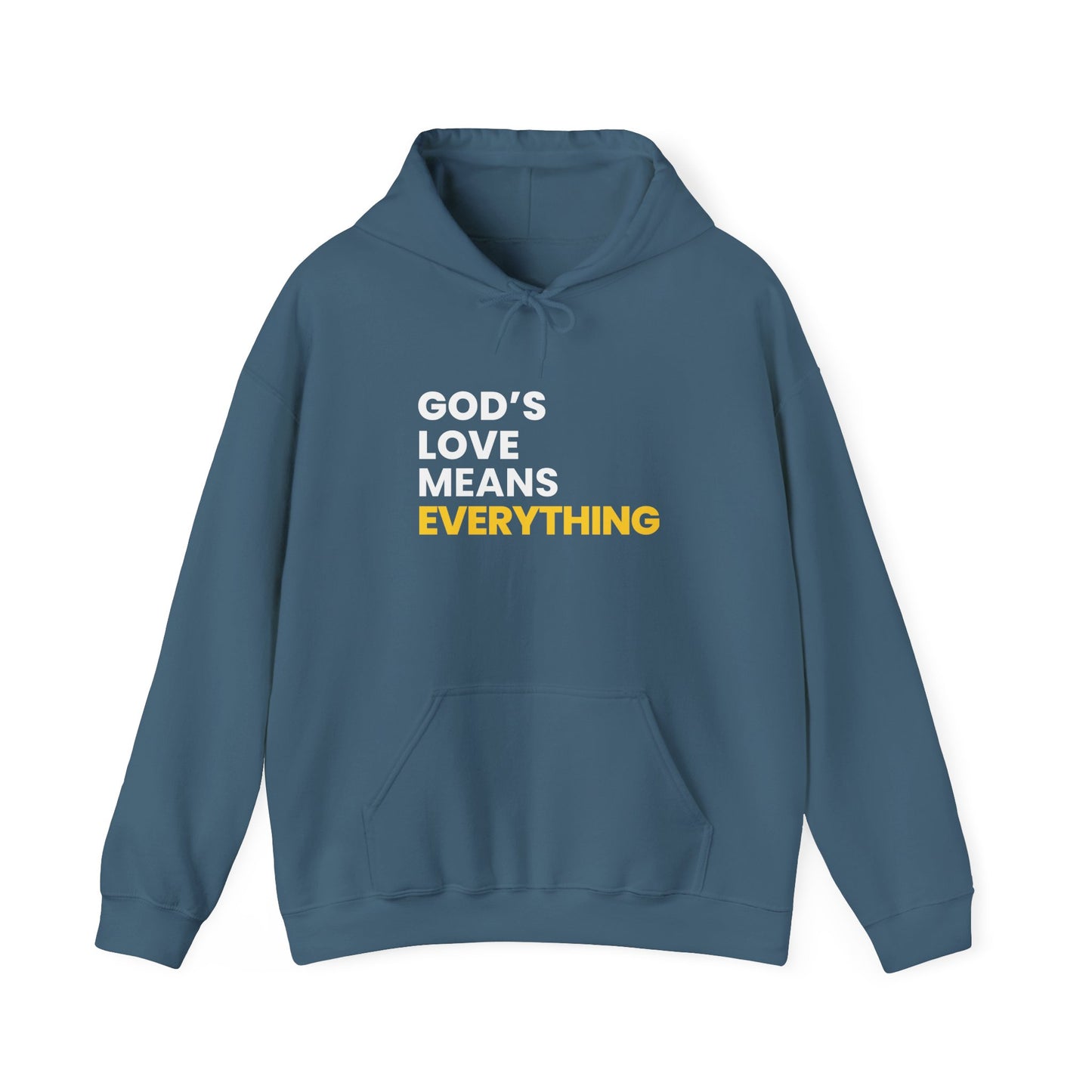 "god's love means everything" unisex heavy blend™ hooded sweatshirt